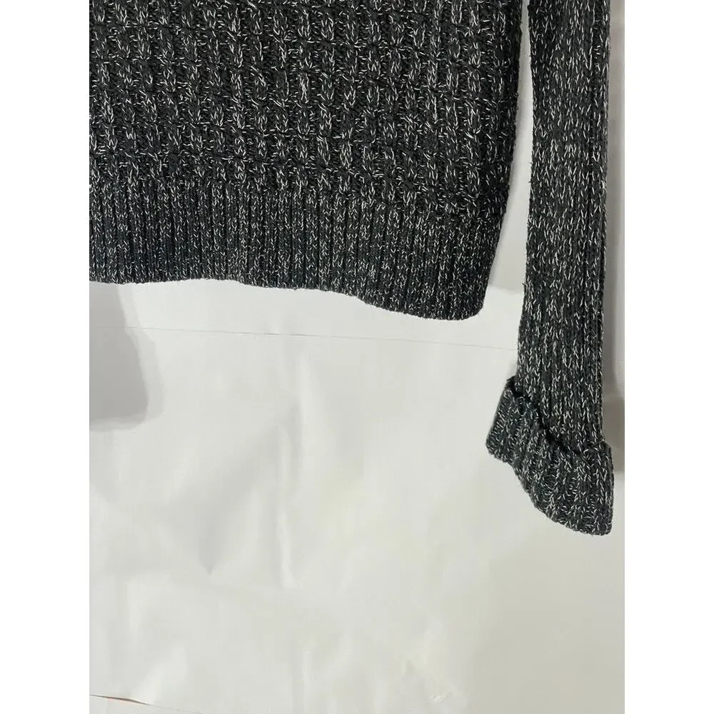 FREE PEOPLE Women's Black Twisted Cable Knit Cuffed Turtleneck Sweater SZ M - Picture 6 of 9